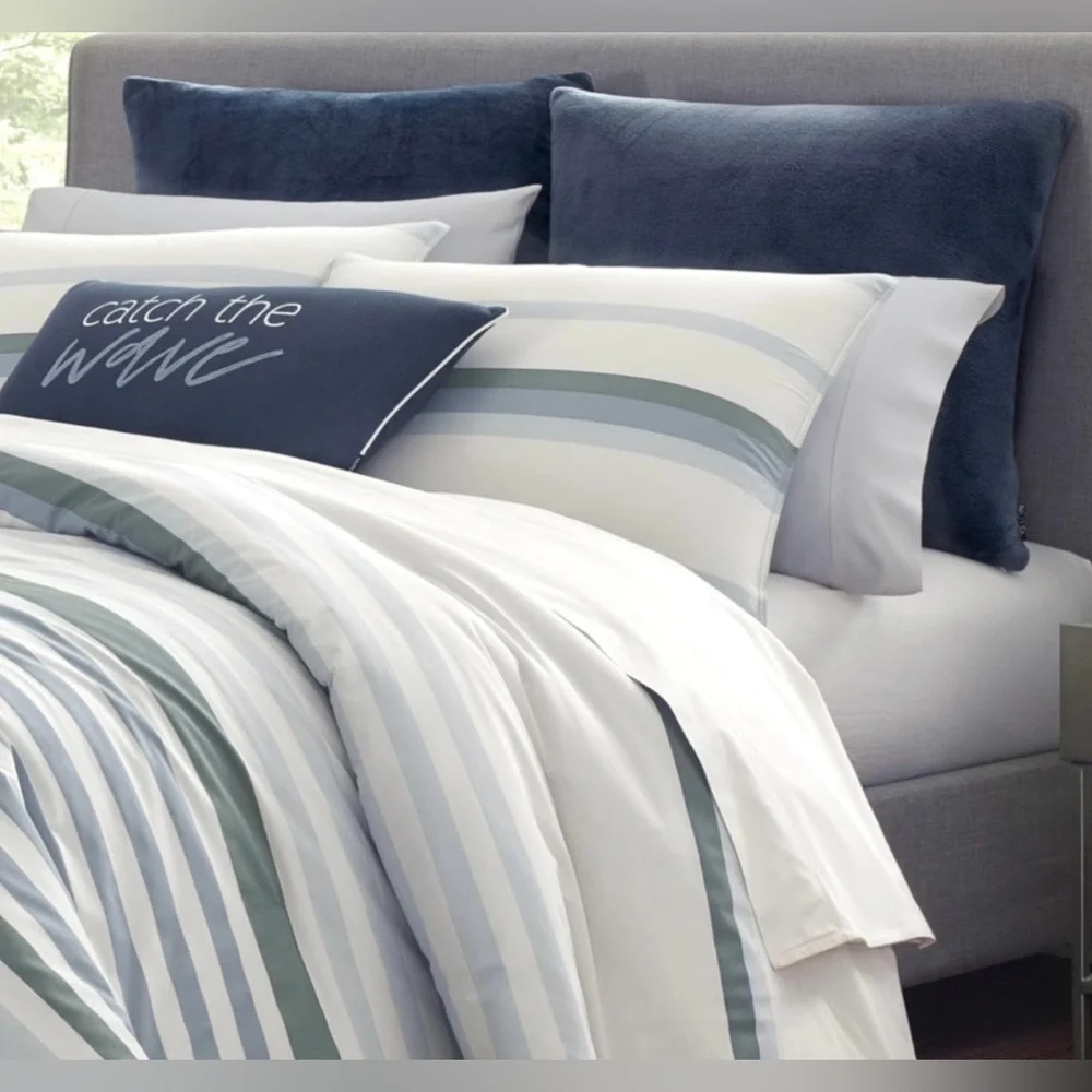 Nautica Lansier Cotton Grey Duvet Cover Set QUEEN